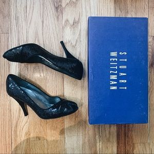 Stuart Weitzman Sequined Peep Toe Pump